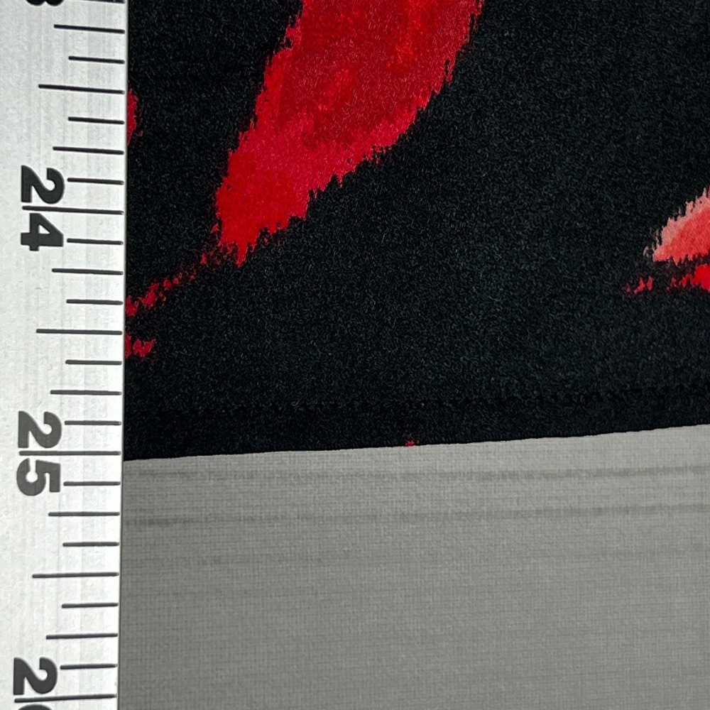 Talbots Floral Blouse Womens Small Black Red Rose Satin Long Sleeve Keyhole Neck - Picture 5 of 9